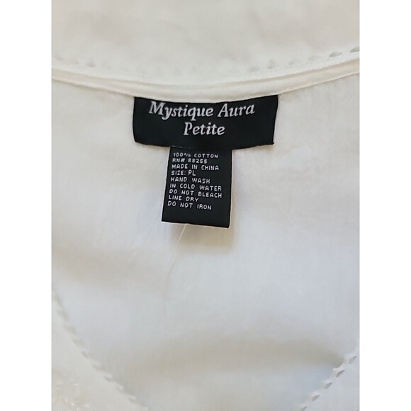 Mystique Aura Ladies Top-Size PL-white-Short Sleeves Gauze Summer Ties - Picture 4 of 7